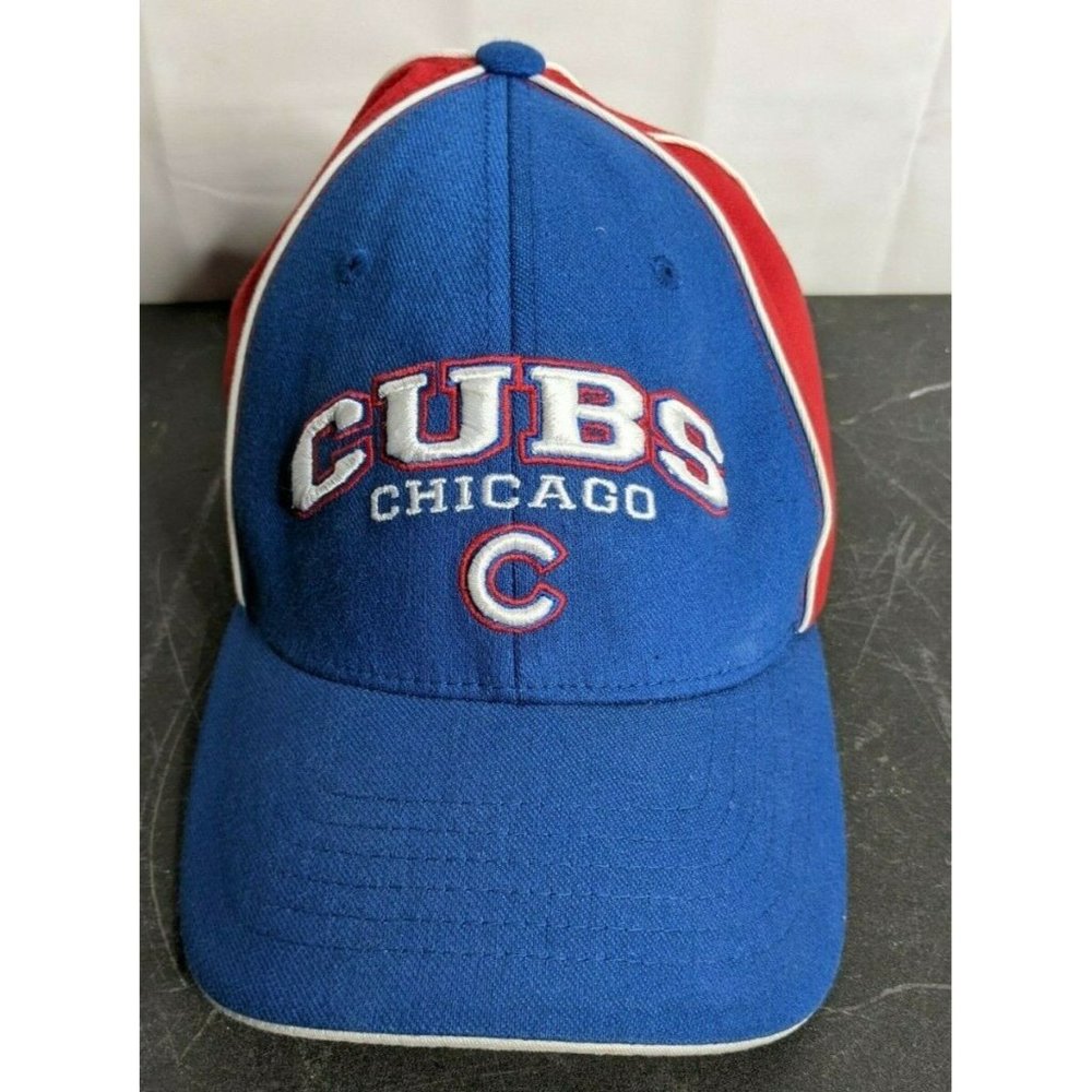 Vintage Chicago Cubs MLB Baseball Twins Enterprise Blue Red Flexfit Hat Cap
